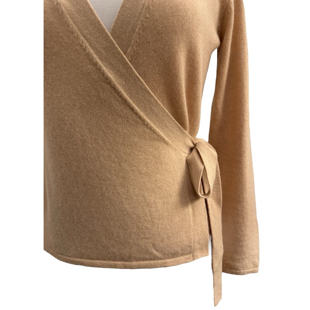 Max Mara 100% Cashmere Beige Tan Wrap Sweater Cardigan L Old Money Luxury - Picture 4 of 8